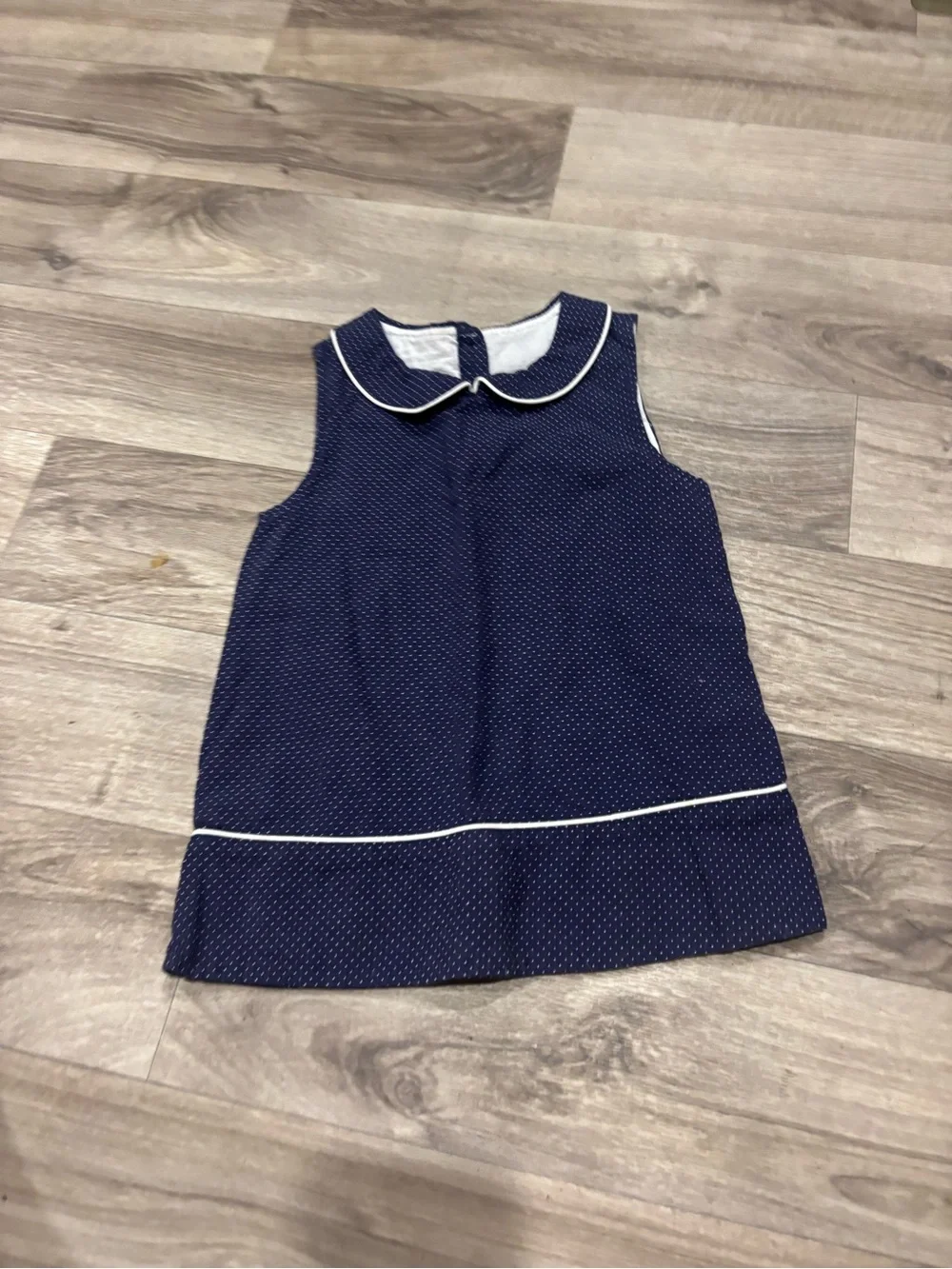Gymboree Navy Dot Peter Pan Collar Dress with White Trim